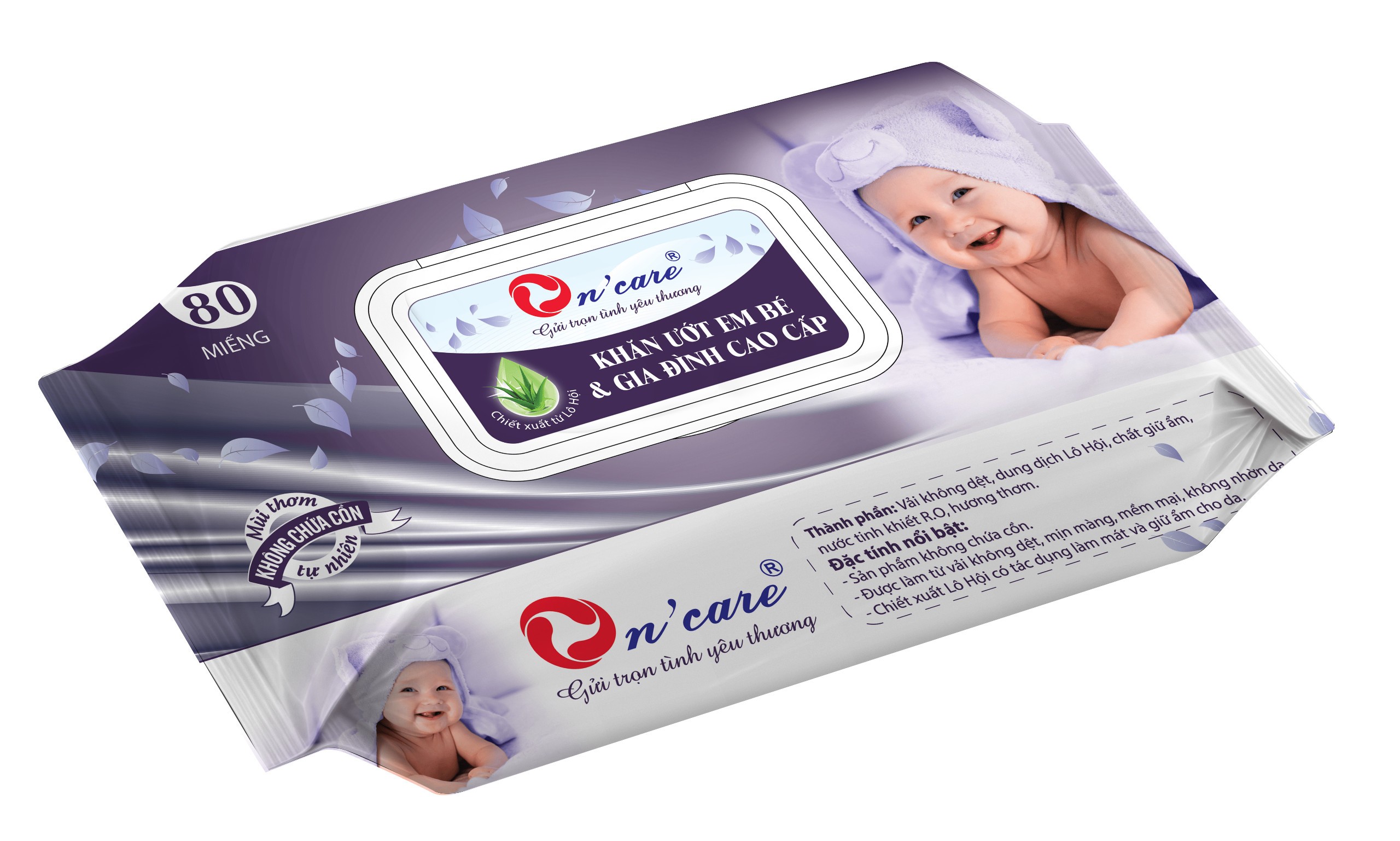 Khăn ướt em bé cao cấp On'care 80 Miếng
