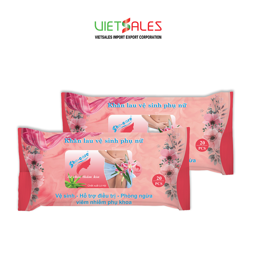 Khăn lau vệ sinh phụ nữ She Care - Gói 20 miếng