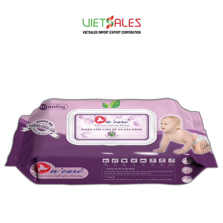 Khăn ướt cao cấp không mùi On’Care – Bịch 80 miếng