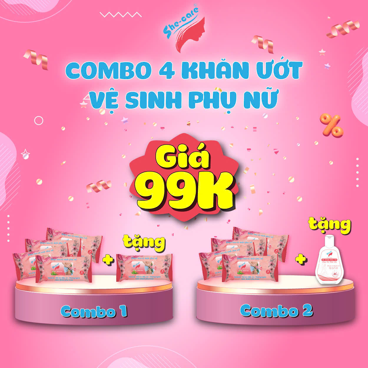 Combo khăn lau vệ sinh Shecare